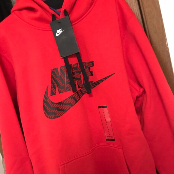 red nike logo hoodie